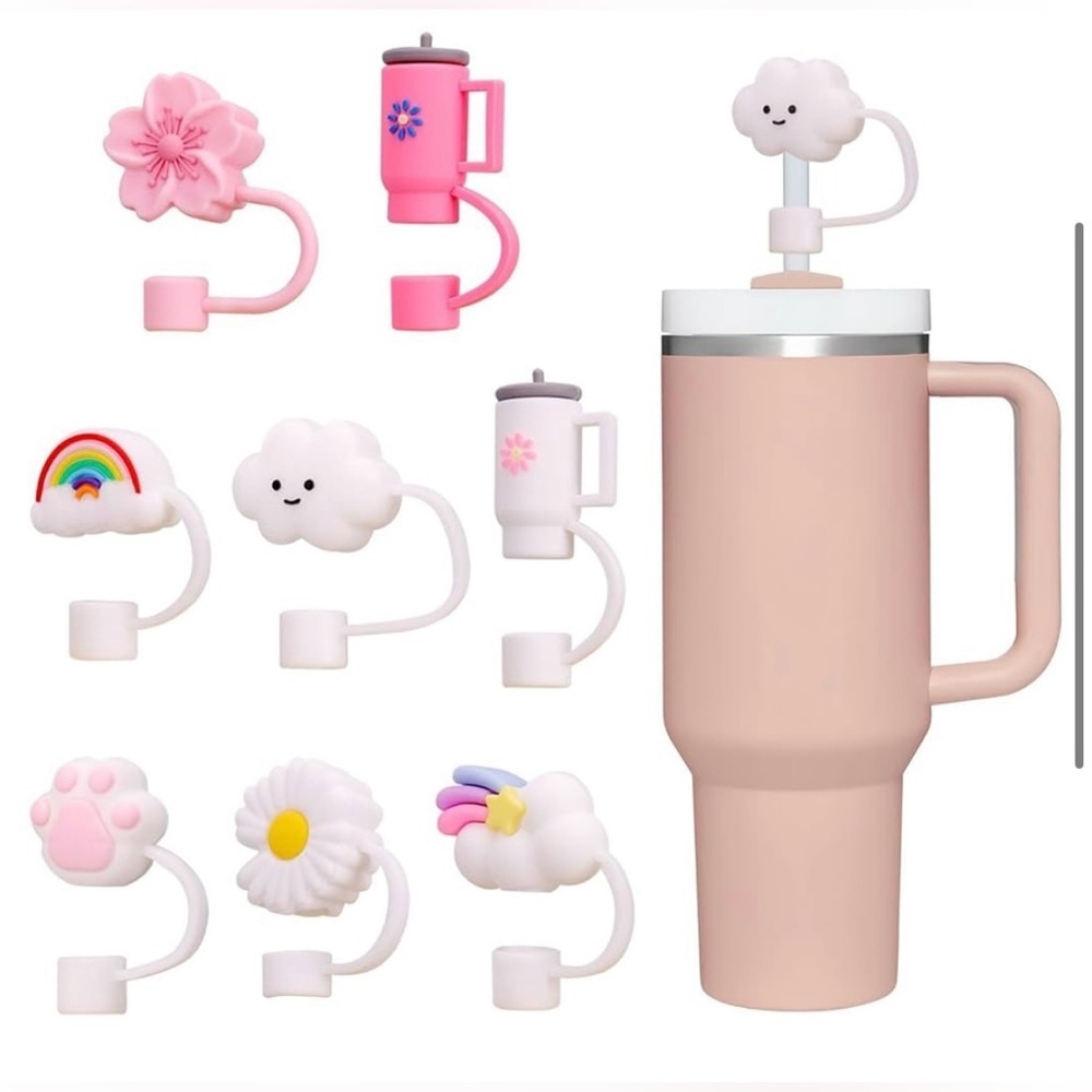 8PC Stanley Cup accessories Reusable Straw Cover- Top, Food Grade Silicone🌸 - Picture 2 of 8
